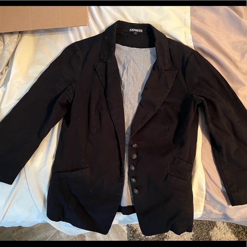 Express black blazer w/ vintage buttons